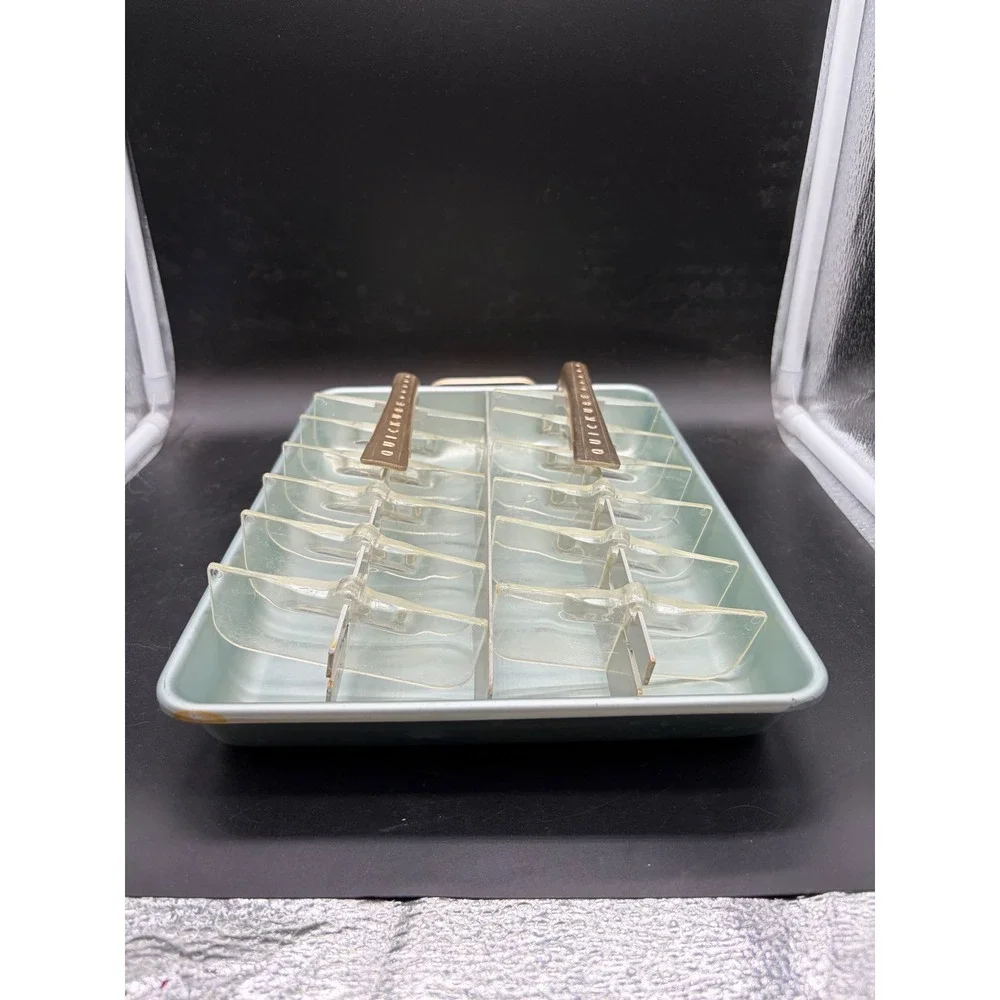 Vintage Frigidaire Quickube Aluminum Ice Cube Tray Blue Anodized Metal 2 Lever